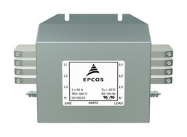 B84143A0025R021 - Power Line Filter, General Purpose, 760 V, 25 A, Three Phase, 1 Stage, Chassis Mount - EPCOS