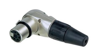 RC5FR - XLR Connector, R/A, 5 Contacts, Receptacle, Cable Mount, Silver Plated Contacts, Zinc Body - REAN