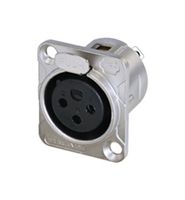 RC3FDL - XLR Connector, 3 Contacts, Receptacle, Panel Mount, Tin Plated Contacts, Zinc Body - REAN