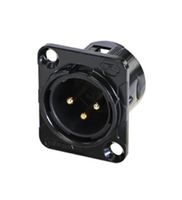 RC3MDL-B - XLR Connector, Male, 3 Contacts, Receptacle, Panel Mount, Gold Plated Contacts, Zinc Body - REAN