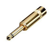 NYS224AG - Phone Audio Connector, Mono, 2 Contacts, Plug, 6.35 mm, Cable Mount, Gold Plated Contacts - REAN