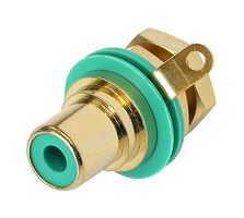 NYS367-5 - RCA (Phono) Audio / Video Connector, 2 Contacts, Jack, Gold Plated Contacts, Brass Body, Green - REAN