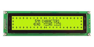 MC44005A6W-SPTLYS-V2 - Alphanumeric LCD, 40 x 4, Black on Yellow / Green, 5V, SPI, English, Japanese, Transflective - MIDAS