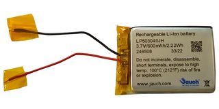 LP503040JH - Rechargeable Battery, 3.7 V, Lithium Ion, 650 mAh, Wire Leads - JAUCH