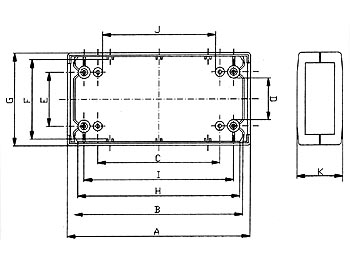 G404 BEHUIZINGEN VAN GEGOTEN PLASTIC - DONKERGRIJS 90 x 50 x 32mm