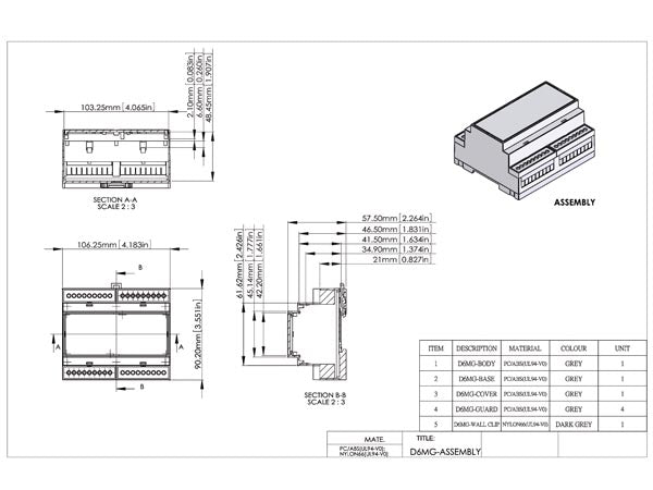 GD6MG DIN-RAIL MODULE BOX - 6MG