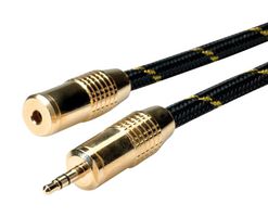 11.09.4755 Audio Cable, 3.5mm Plug-SKT, 5m, Blk/GLD ROLINE