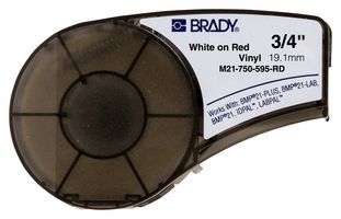 M21-750-580-RD Label, Vinyl, Red, 19.05mm, 6.4m Brady