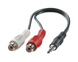 11.09.4340 Audio Cable, 3.5mm Plug-RCAX2 SKT, 0.2m ROLINE