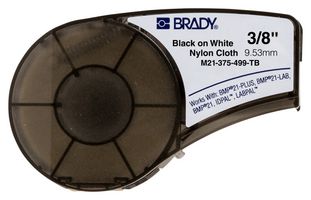 M21-375-499-TB Label, Nylon Cloth, WHT, 9.53mm, 4.87M Brady