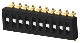 TDS10SGRSTU04 Dip Switch, 10Pos, SP3T, Slide, SMD Alcoswitch - Te Connectivity