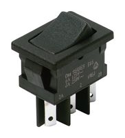 DM61J12S205PQ Rocker Switch, DPDT, 10A, 125VAC, Black C&K Components