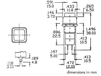 R1823C/125 R18-23 DRUKSCHAKELAAR ON-(OFF) ZWART 3A/125V