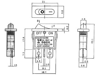 R907 VERMOGEN ROCKERSCHAKELAAR 6A-250V SPST ON-OFF - RODE AFDEKKAP