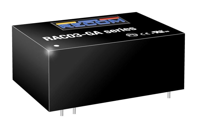 RECOM POWER PCB Mount - Single Ouput RAC03-3.3SGA POWER SUPPLY, AC-DC, 3.3V, 0.91A RECOM POWER 3255626 RAC03-3.3SGA
