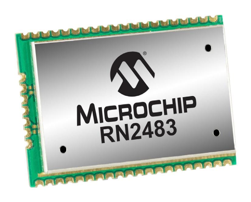 MICROCHIP RF Transceivers - Sub 2.4GHz RN2483A-I/RM104 TRANSCEIVER MODULE, 300KBPS, 870MHZ MICROCHIP 2920841 RN2483A-I/RM104