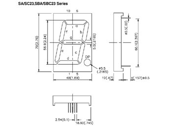 SC23-12YWA 1-DIGIT DISPLAY 57mm GEMEENSCHAPPELIJKE KATHODE GEEL