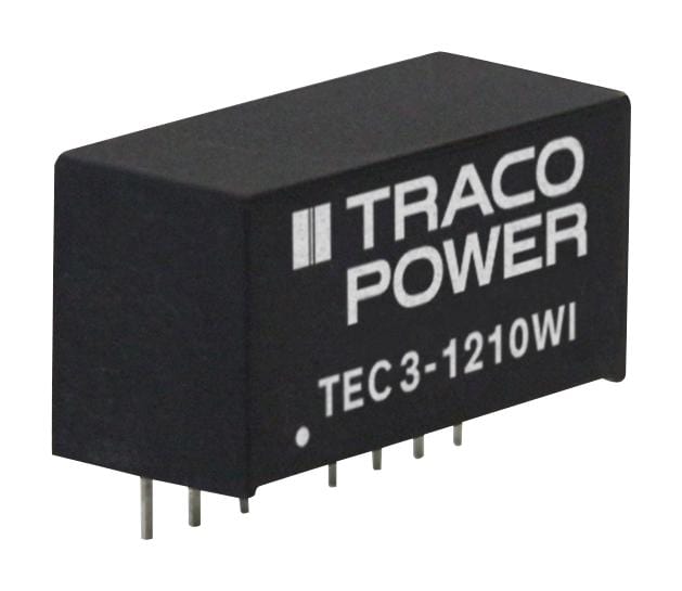 TRACO POWER Isolated Board Mount TEC 3-1222WI DC-DC CONVERTER, 2 O/P, 3W TRACO POWER 2854979 TEC 3-1222WI