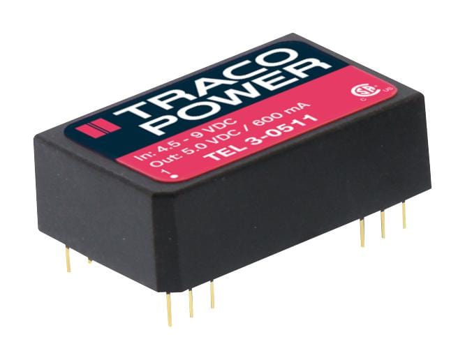TRACO POWER Isolated Board Mount TEL 3-1212 CONVERTER, DC/DC, 3W, 12V TRACO POWER 1204957 TEL 3-1212