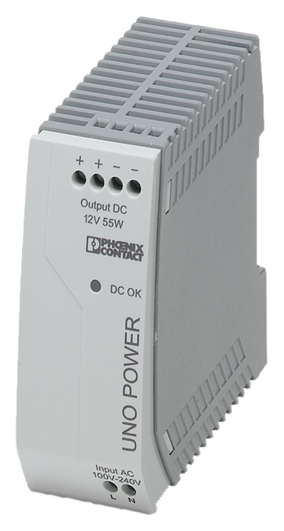 PHOENIX CONTACT DIN Rail Mount UNO-PS/1AC/12DC/55W AC/DC CONVERTER, 55W, 12V, 4.6A PHOENIX CONTACT 2423796 UNO-PS/1AC/12DC/55W