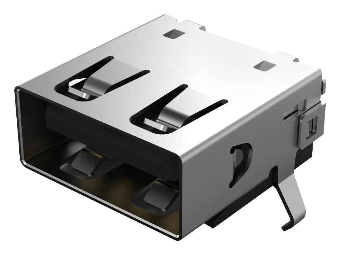 GCT (GLOBAL CONNECTOR TECHNOLOGY) USB Connectors USB1130-15-A USB CONN, 2.0 TYPE A, R/A RCPT, 4POS, TH GCT (GLOBAL CONNECTOR TECHNOLOGY) 3648640 USB1130-15-A