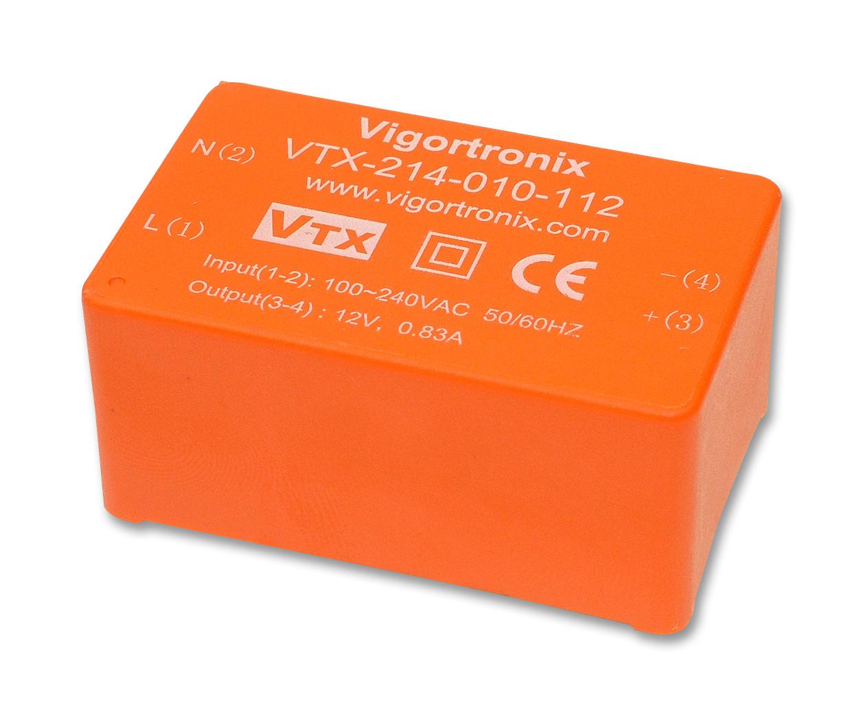 VIGORTRONIX PCB Mount - Single Ouput VTX-214-010-148 POWER SUPPLY, AC-DC, 48V, 0.21A VIGORTRONIX 2464683 VTX-214-010-148