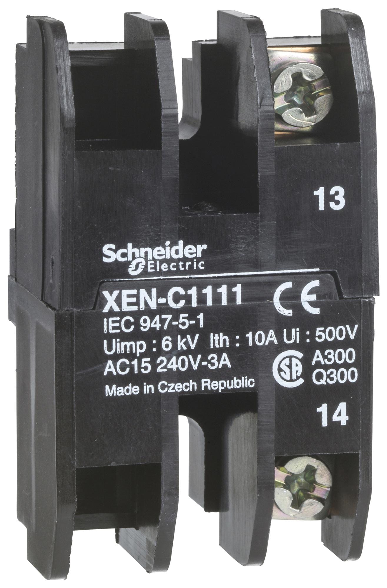 SCHNEIDER ELECTRIC Contact Blocks XENB1491 CONTACT BLOCK, 3A, 240VAC SCREW CLAMP SCHNEIDER ELECTRIC 3114845 XENB1491